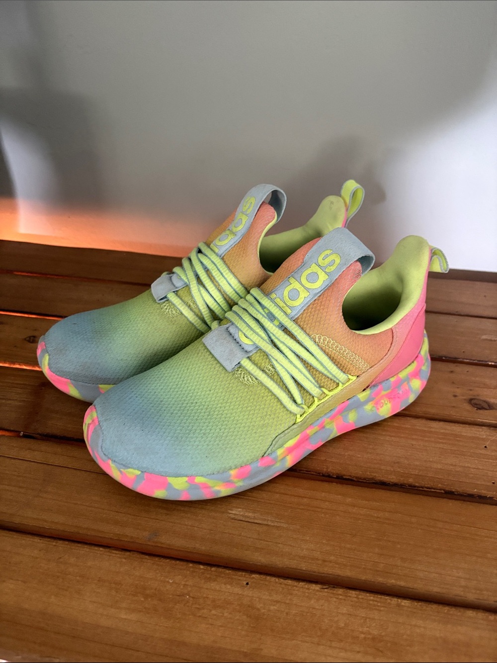 adidas Kids Neon Gradient Slip-On Sneakers - Yellow Green Pink